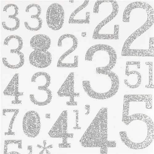 Focus Creativ Kūrybinės įmonės blizgučių lipdukai sidabriniai numeriai