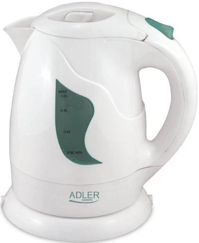 Adler AD 08 Standartinis virdulys, Plastikas, Baltas, 850 W, 1 L, 360° sukamasis pagrindas