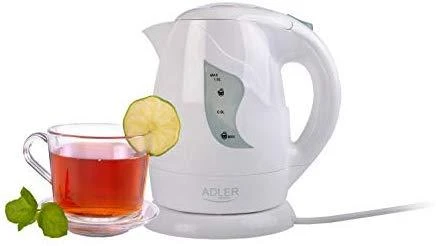 Adler AD 08 Standartinis virdulys, Plastikas, Baltas, 850 W, 1 L, 360° sukamasis pagrindas
