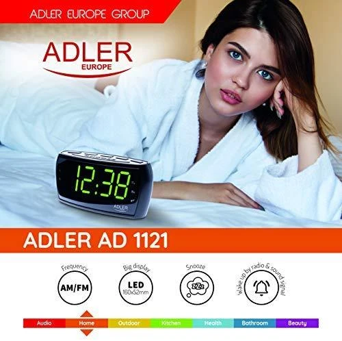 Adler AD1121 Radijo žadintuvas, juodos spalvos