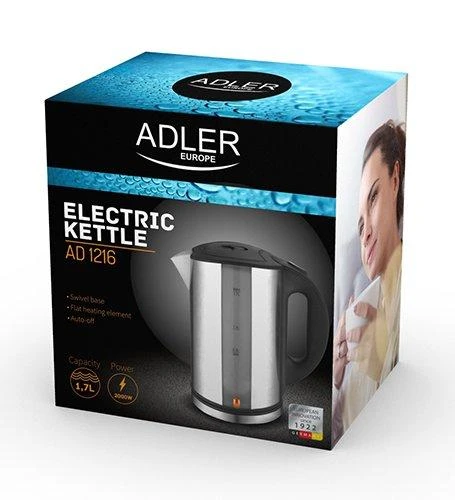 Adler | Virdulys | AD 1216 | Standard | 2000 W | 1.7 L | Nerūdijantis plienas | 360° rotational base