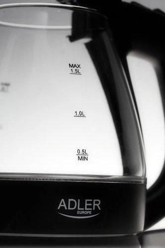 Adler | Virdulys | AD 1224 | Standard | 2000 W | 1.5 L | Glass | 360° rotational base | Juodas