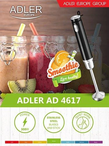 Adler | Maišytuvas | AD 4617 | Hand Maišytuvas | 300 W | Greičių skaičius 1 | Juodas
