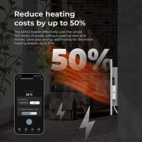 Aeno "Premium Eco" išmanusis infraraudonųjų spindulių šildytuvas, Juodas