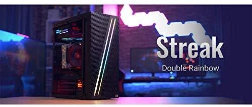 AEROCOOL AEROPGSSTREAK-A-BKRG kompiuterio dėklas ATX Aerocool STREAK RGB USB 3.0 – DVIGUBA RGB JUOSTA 1x80mm VENTILIATORIUS