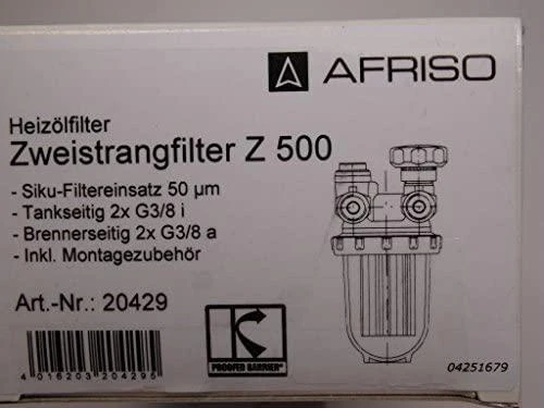 Afriso Dvigubas vamzdis alyvos filtras MS 500 SI išorinis siūlas įdėklas plastiko srautas 200L / h 20 429