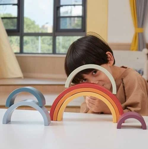 Viga Toys VIGA Medinė Tęcza Dėlionė Klockai Montessori