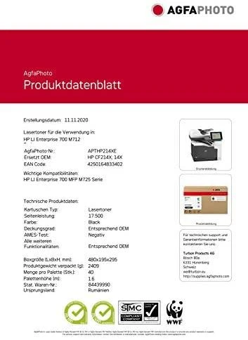 AgfaPhoto HP LJ Enterprise 700 MFP – M 712 D/n/xh, CF214X, perdirbta kasetė