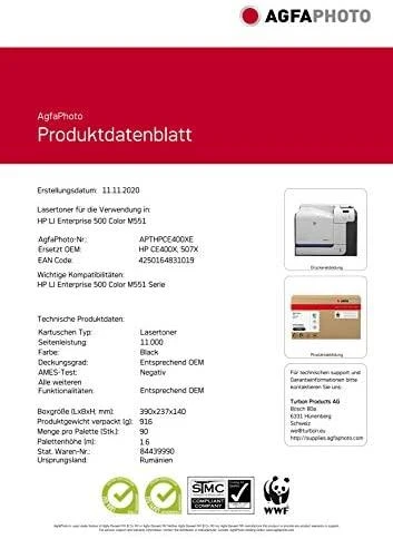 AgfaPhoto HP Laserjet Enterprise 500, CE400X, perdirbta kasetė