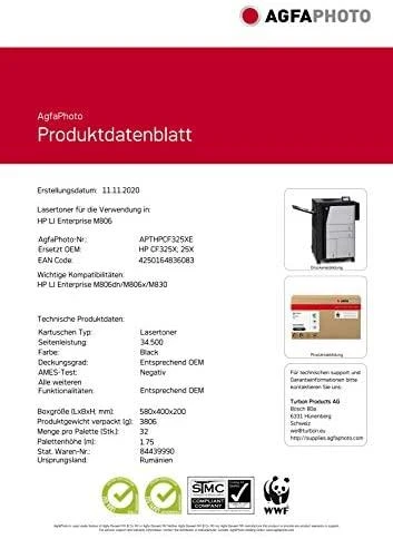 „AgfaPhoto“ HP LaserJet Enterprise M806, CF325X, atnaujinta kasetė