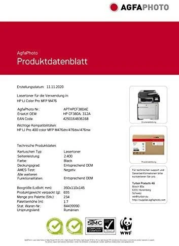 AgfaPhoto HP Laserjet Pro M476, CF380A, perdirbta kasetė
