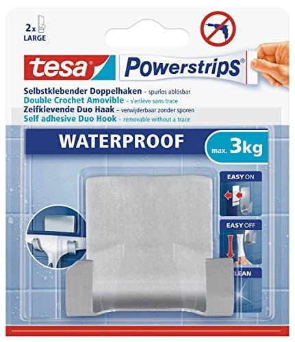 Tesa Lipnus kabliukas Powerstrips Atsparus vandeniui dvigubas metalinis chromas 1 vnt. (H5971004)