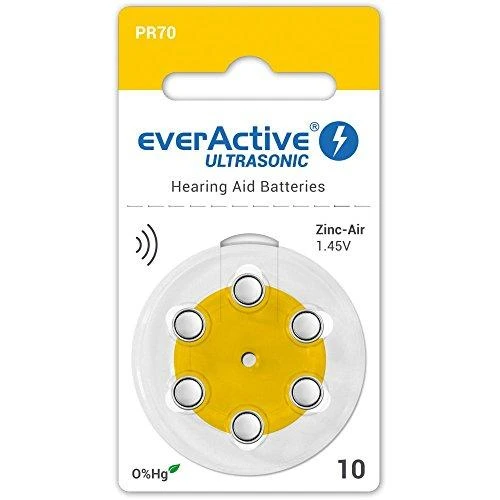 Baterija - Everactive Ultrasonic 10 PR70 1.45V Klausos Prietaisų Baterijos 6 Pakuotė