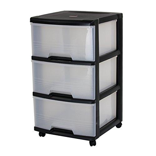 Komoda CURVER REGAL, 3 stalčių, juoda/skaidri, h61 x 39 x 37 cm