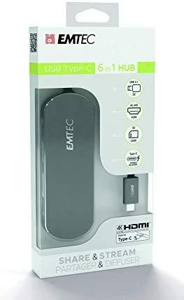 USB šakotuvas 6 viename su USB-C jungtimi Emtec T650C