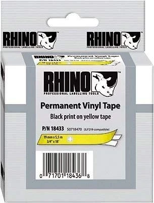 Juostelė DYMO Rhino 19mm x 5.5m, vinilinė, juoda ant geltono / S0718470 18433
