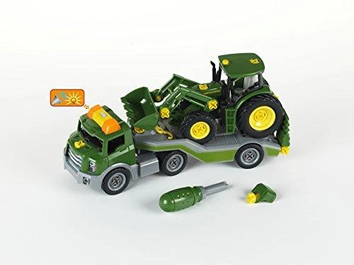 Klein Vilkikas su traktorium ant priekabos „John Deere“