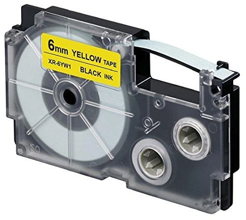 Casio XR-6YW1 etikečių juostelė Juoda ant geltonos