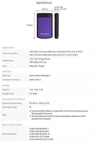 Kietasis išorinis diskas Transcend 25H3P 2.5'' 2TB USB3, Triguba smūgių slopinimo sistema