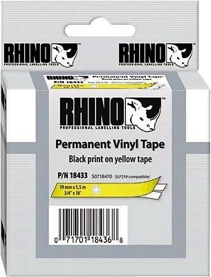 Juostelė DYMO Rhino 19mm x 5.5m, vinilinė, juoda ant geltono / S0718470 18433