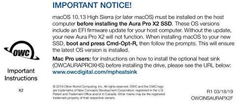 OWC Aura Pro X2 SSD 1TB Mac Pro 2013 radiatorius