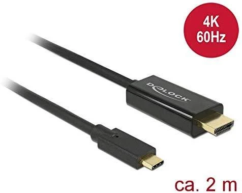 DELOCK Cable USB Type-C male more HDMI male (DP Alt Mode) 4K 60 Hz 2 m juodas