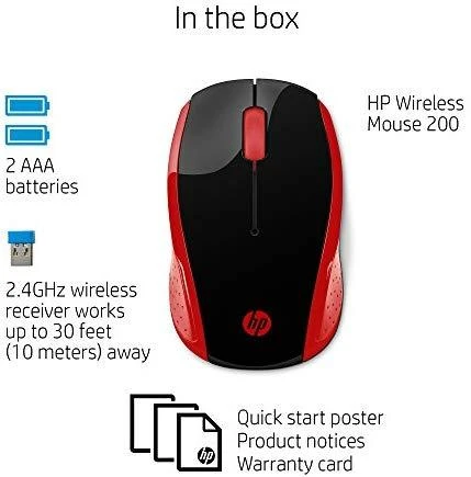 Hewlett Packard (HP) HP 200 Belaidė pelė - Empress Raudona