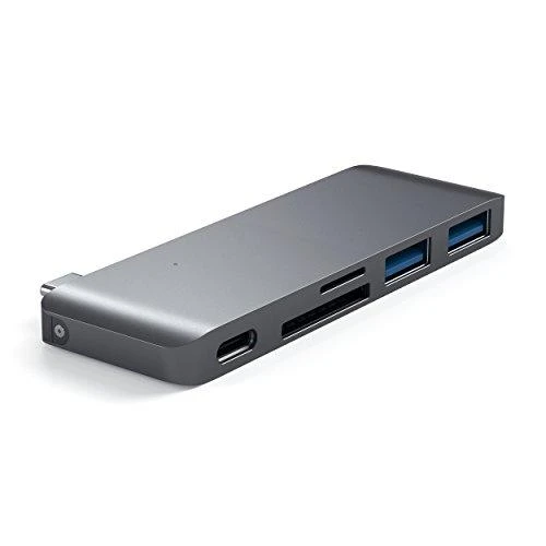 SATECHI Type-C Pass-Through USB šakotuvas su USB-C įkrovimo prievadu, pilka