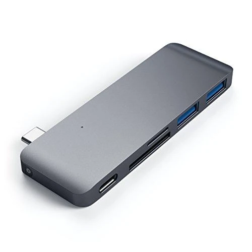 SATECHI Type-C Pass-Through USB šakotuvas su USB-C įkrovimo prievadu, pilka