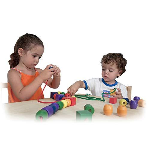 Pagrindinių raištelių karoliukai - MELISSA & DOUG - Trisdešimt medinių karoliukų - Mišrus - Nuo 3 metų