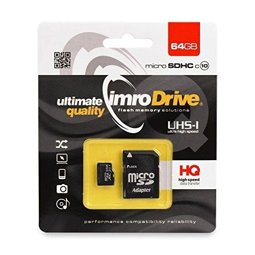 IMRO atminties kortelė Micro SD 64GB 100MB/s class 10 UHS I su adapteriu SD