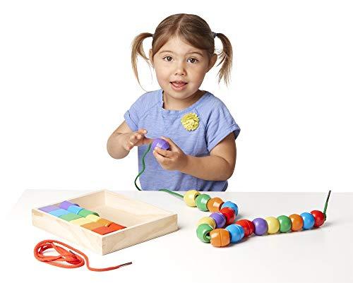 Pagrindinių raištelių karoliukai - MELISSA & DOUG - Trisdešimt medinių karoliukų - Mišrus - Nuo 3 metų