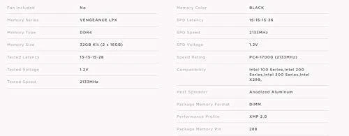 32 GB (2 x 16 GB) „Corsair Vengeance LPX Juodas DDR4-2133“ RAM CL13 (13-15-15-28)