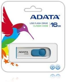 Ištraukiamas atmintukas Adata C008 16GB Baltas/mėlynas
