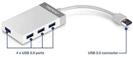 TRENDNET 4 prievadų didelės spartos USB 3.0 mini šakotuvas