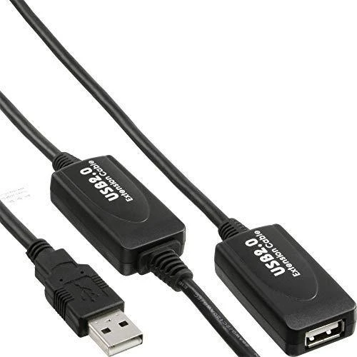 USB kabelis InLine USB-A - USB-A 10 m Juodas (34612I)