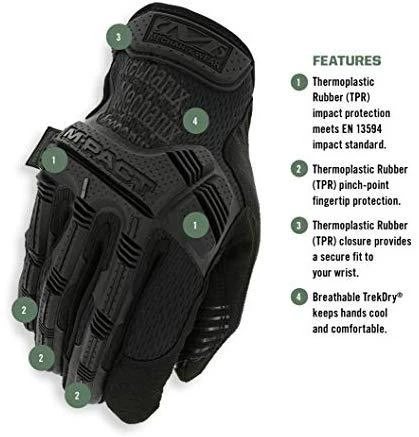Mechanix Wear Pirštinės Mechanix M-Pact® Covert juodos S dydis. Velcro, TrekDry®, dirbtinė oda, delno, krumplių, Armortex®, pirštų apsauga, D30® apsauga nuo vibracijos