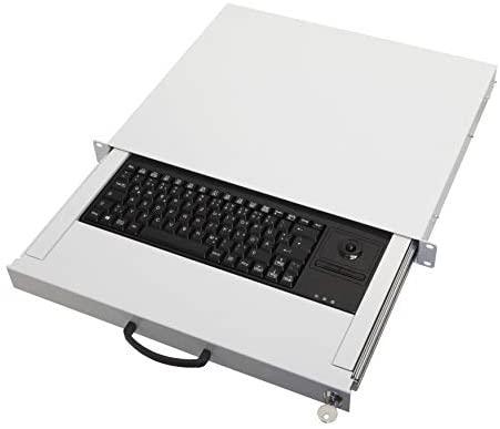 aixcase 19" Rack 1U Klaviatūra DE Trackball PS2&USB lichtgrau