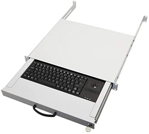 aixcase 19" Rack 1U Klaviatūra DE Trackball PS2&USB lichtgrau