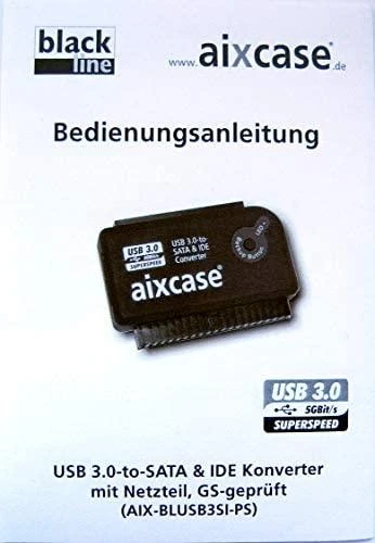 Kištukinis Aixcase USB 3, 0 - SATA / IDE Juoda (AIX- BLUSB3SI- PS)