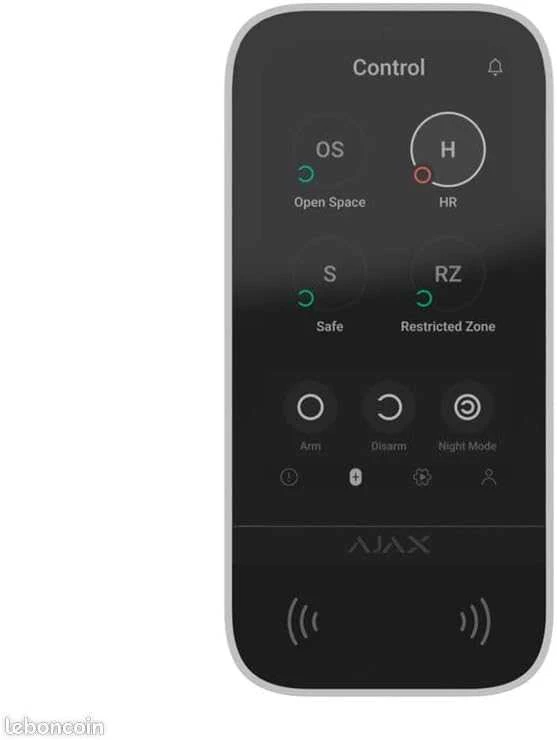 Ajax KeyPad TouchScreen belaidė valdymo klaviatūra liečiamu ekranu (Juoda)