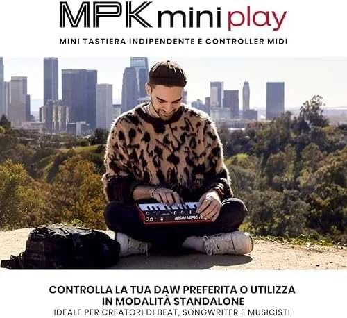 AKAI MPK Mini Play MK3 klaviatūra, juoda/raudona