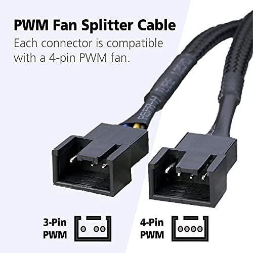 Kabelis AKASA 4-pin PWM, 0.1m, juodas / AK-0022