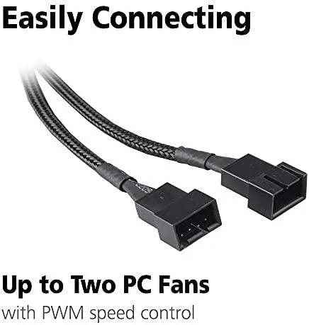 Kabelis AKASA 4-pin PWM, 0.1m, juodas / AK-0022