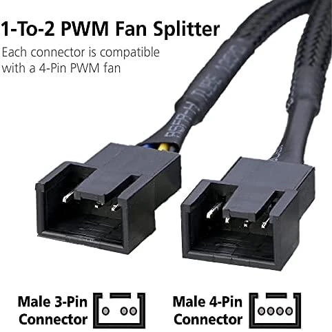 Kabelis AKASA 4-pin PWM, 0.1m, juodas / AK-0022