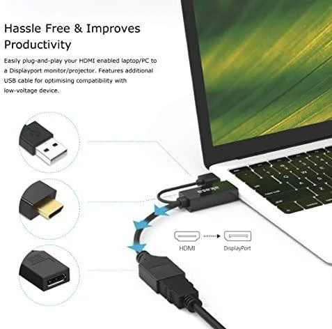 Akasa HDMI į DisplayPort adapterio laidas – juodas