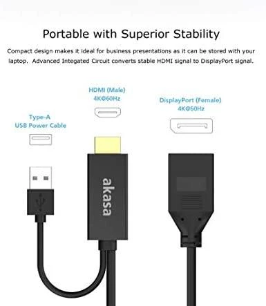Akasa HDMI į DisplayPort adapterio laidas – juodas