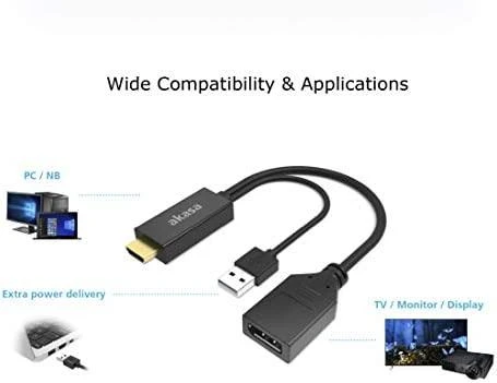 Akasa HDMI į DisplayPort adapterio laidas – juodas