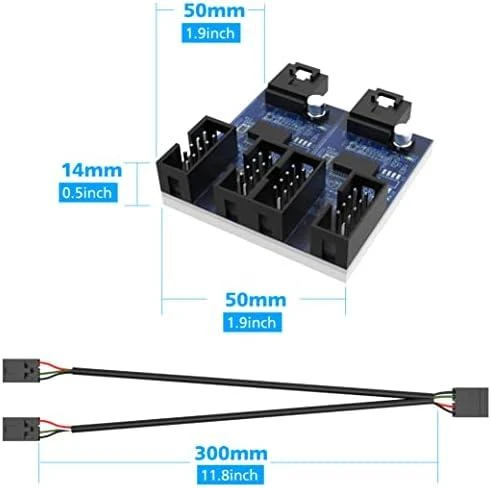 „Akasa“ vidinė USB 2.0 šakotuvo plokštė, įskaitant 30 cm USB laidą