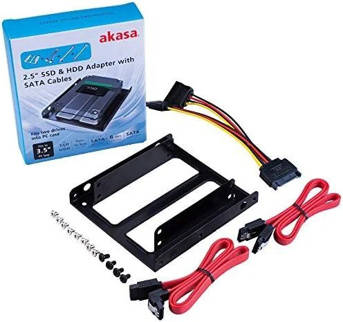Akasa Dual 2.5 Inch SSD & HDD Adapteris for 3.5 Inch with SATA Cable